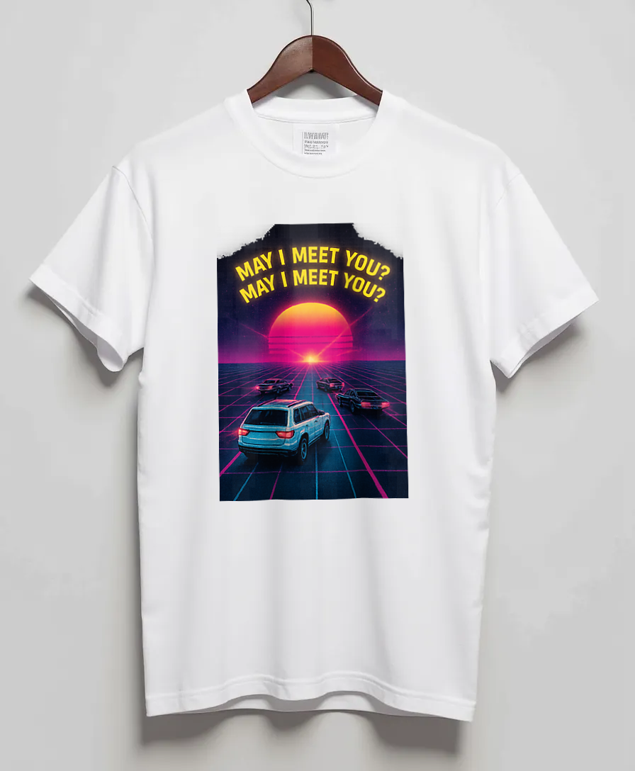 White T-Shirt with graphic Outrun Weekend