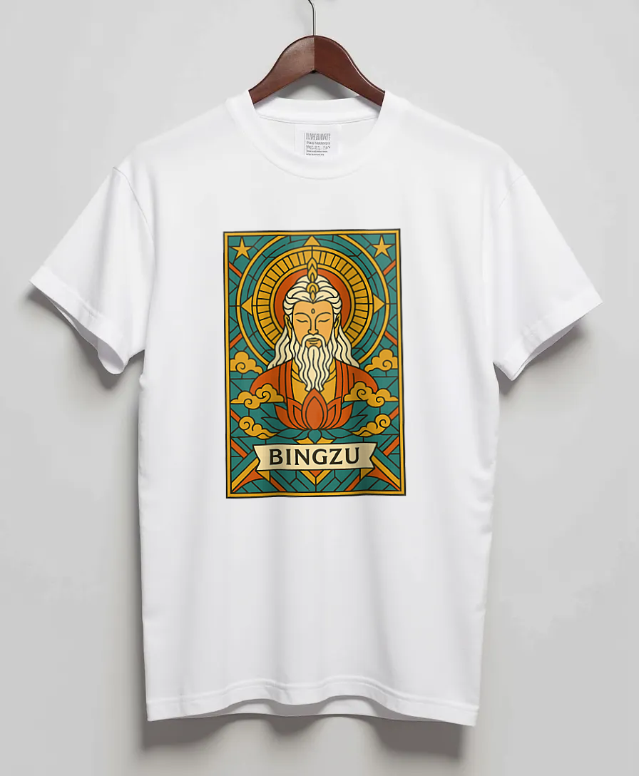 White T-Shirt with graphic Sacred Glass Icon