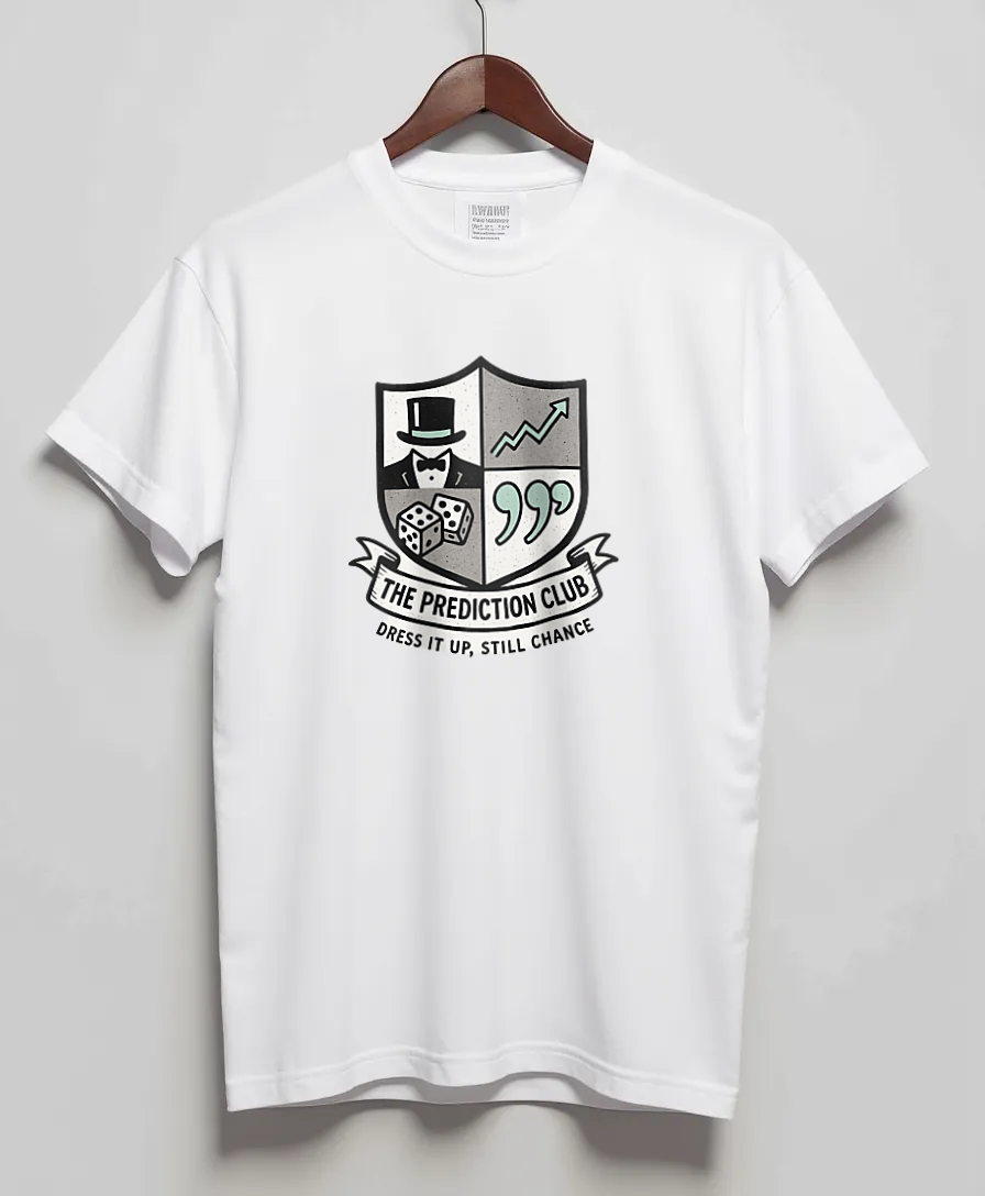White T-Shirt with graphic Prediction Club Crest