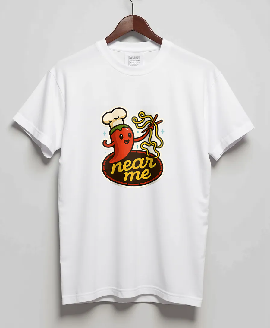 White T-Shirt with graphic Long-Tail Noodles