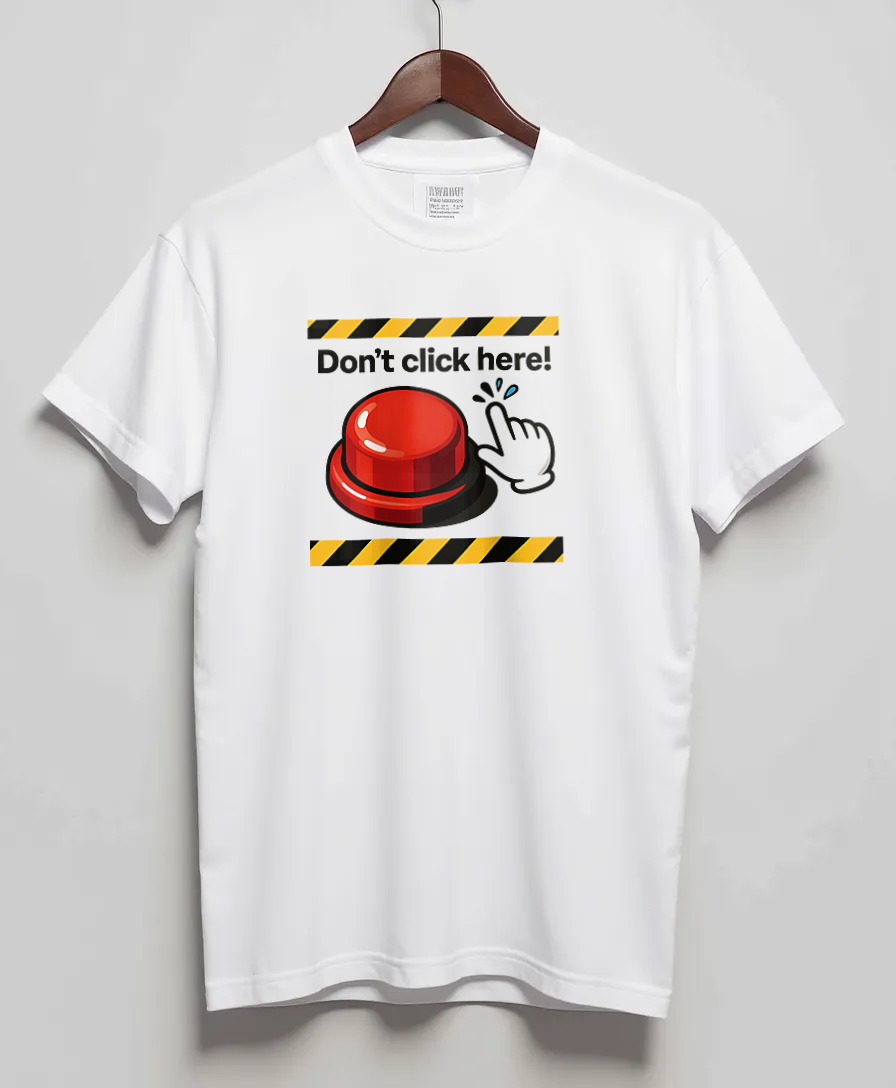 White T-Shirt with graphic Forbidden Button