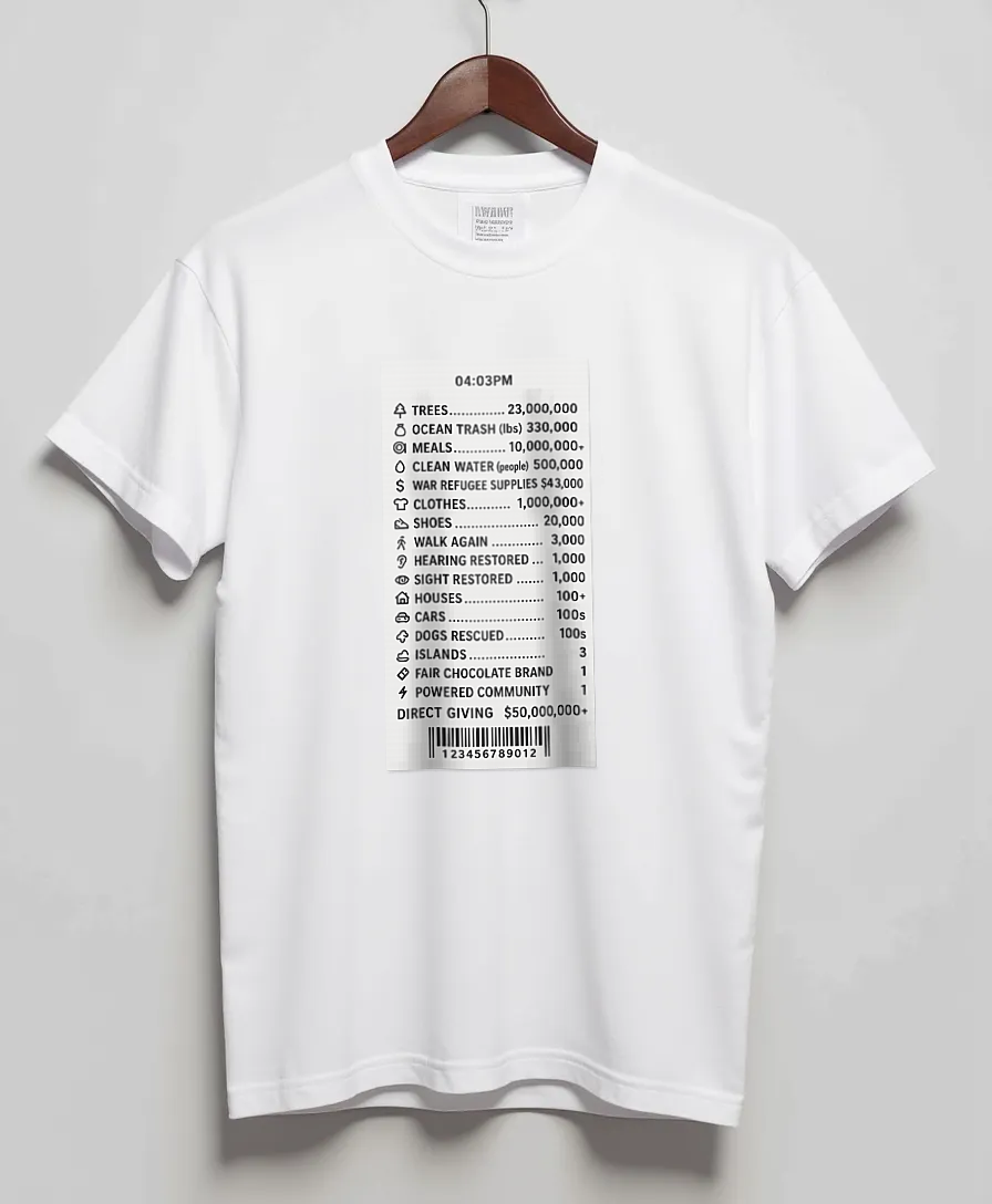 White T-Shirt with graphic Impact Receipt