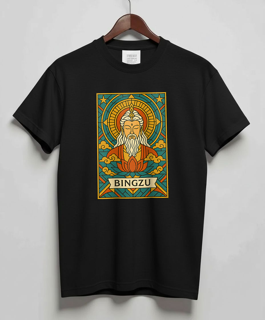 Black T-Shirt with graphic Sacred Glass Icon