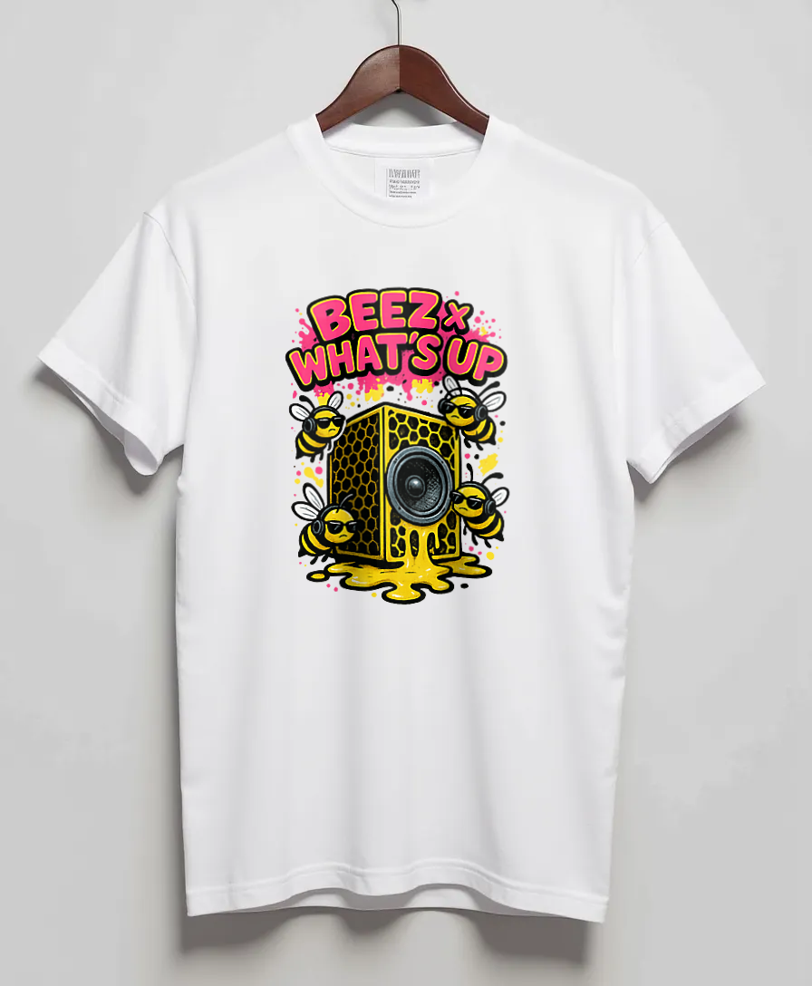 White T-Shirt with graphic Honeycomb Boom