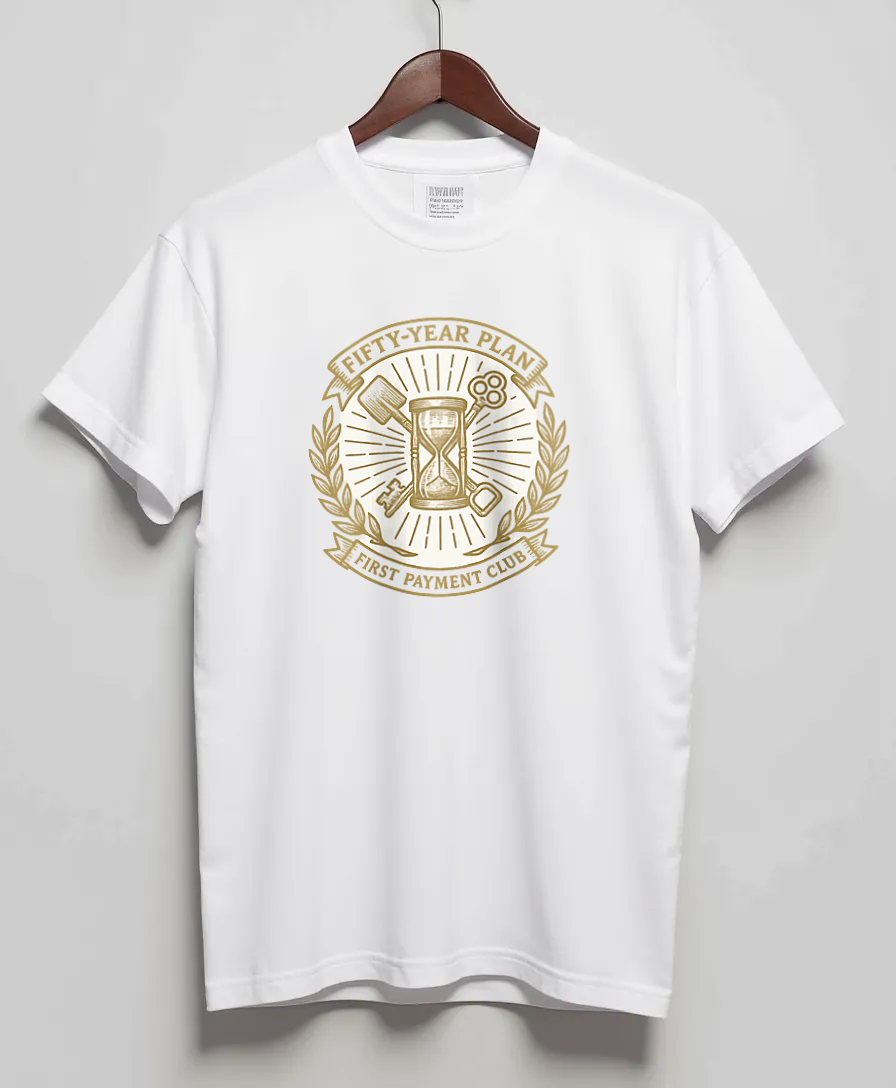 White T-Shirt with graphic Debt Crest Emblem