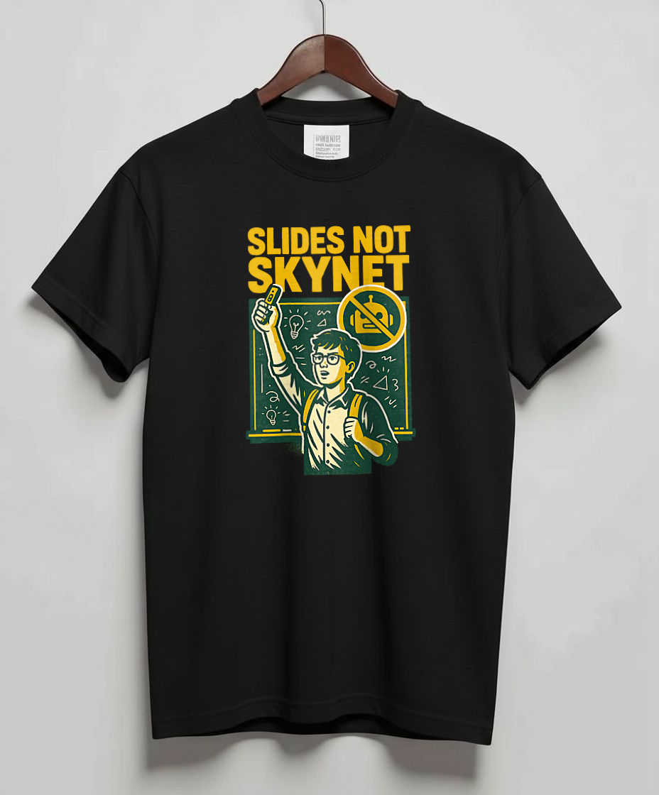 Black T-Shirt with graphic Slides Not Skynet