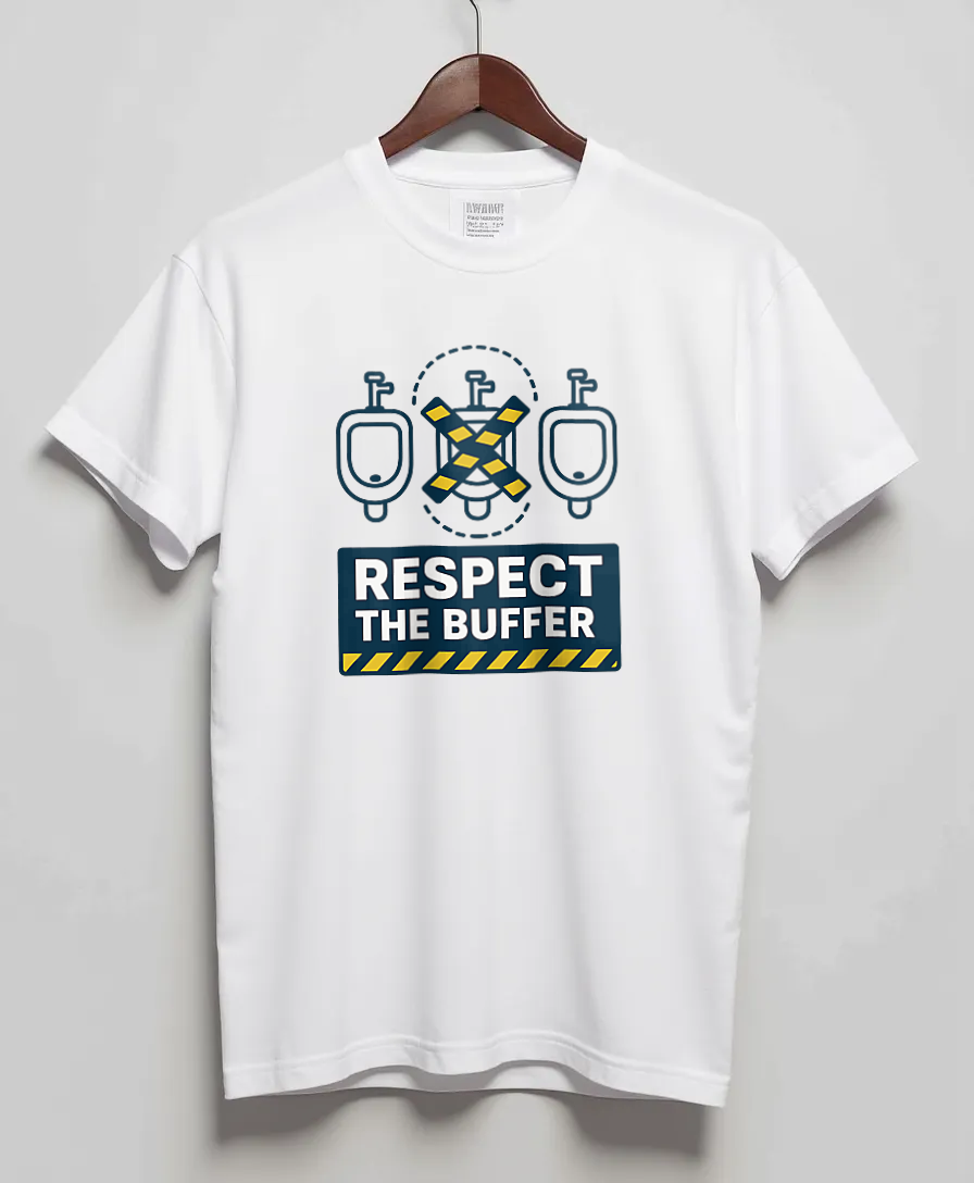 White T-Shirt with graphic Respect The Buffer