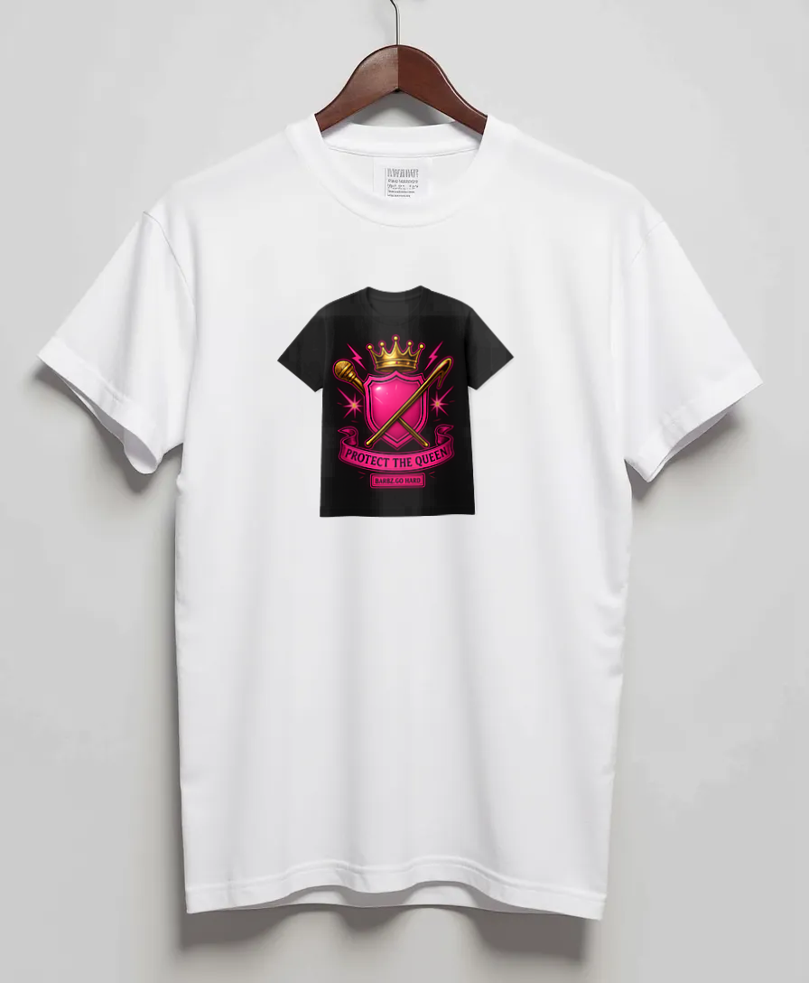 White T-Shirt with graphic Pink Shield Brigade