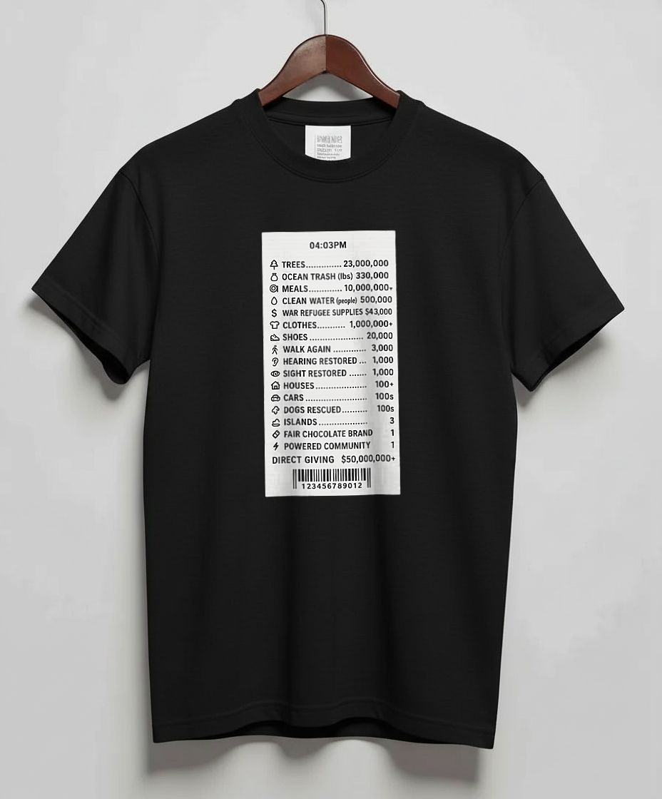 Black T-Shirt with graphic Impact Receipt