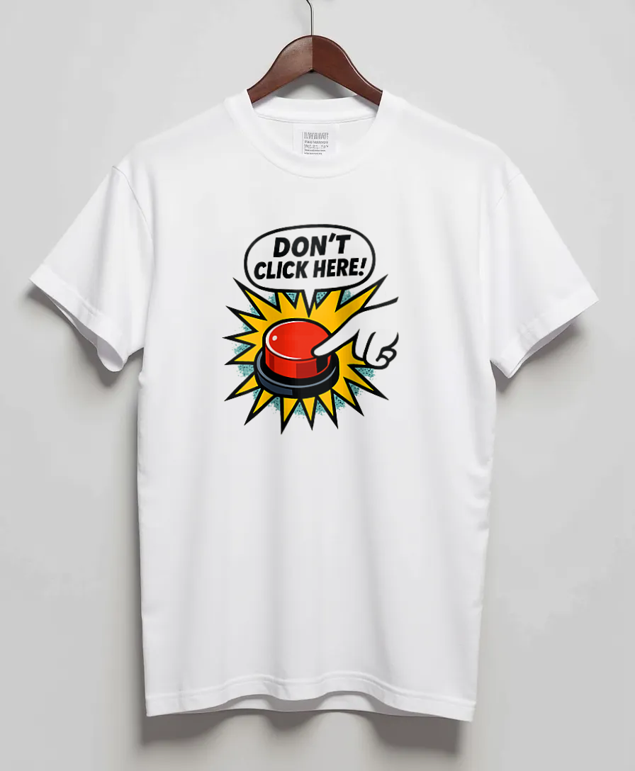 White T-Shirt with graphic Forbidden Button Pop