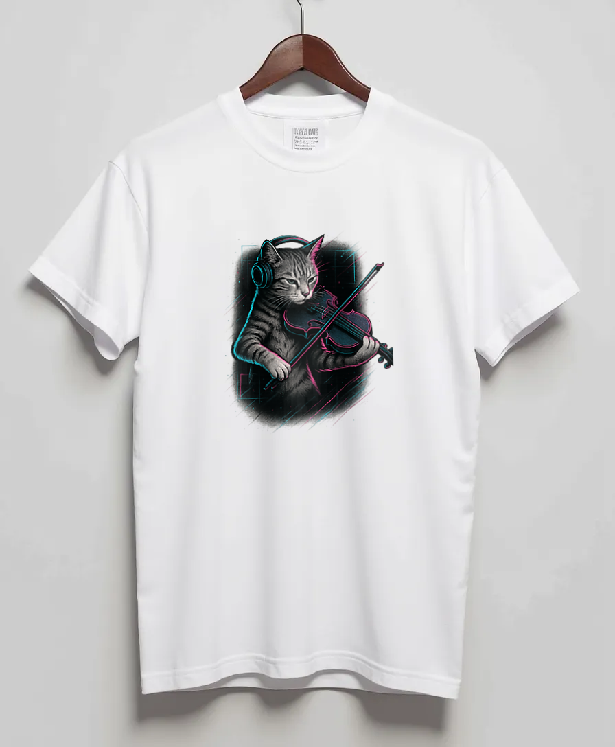 White T-Shirt with graphic Neon Segmentation Solo