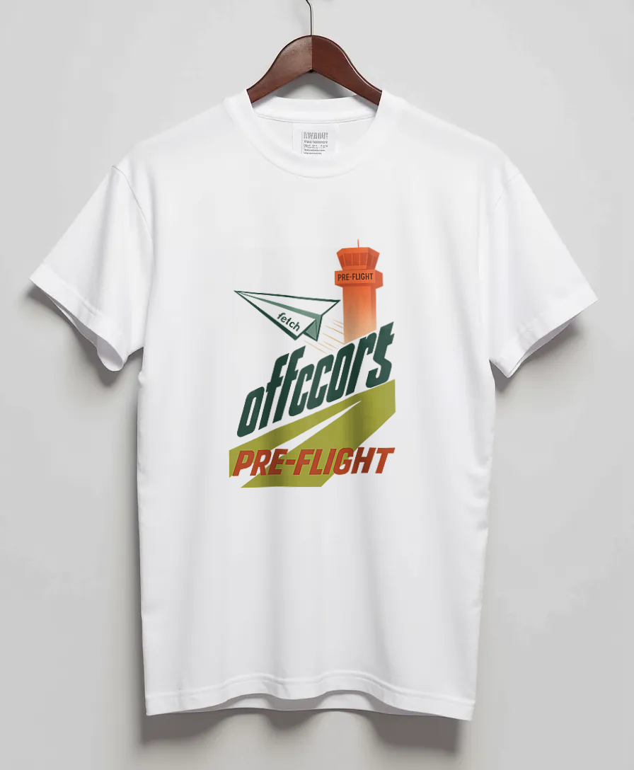 White T-Shirt with graphic Skip Preflight Jet