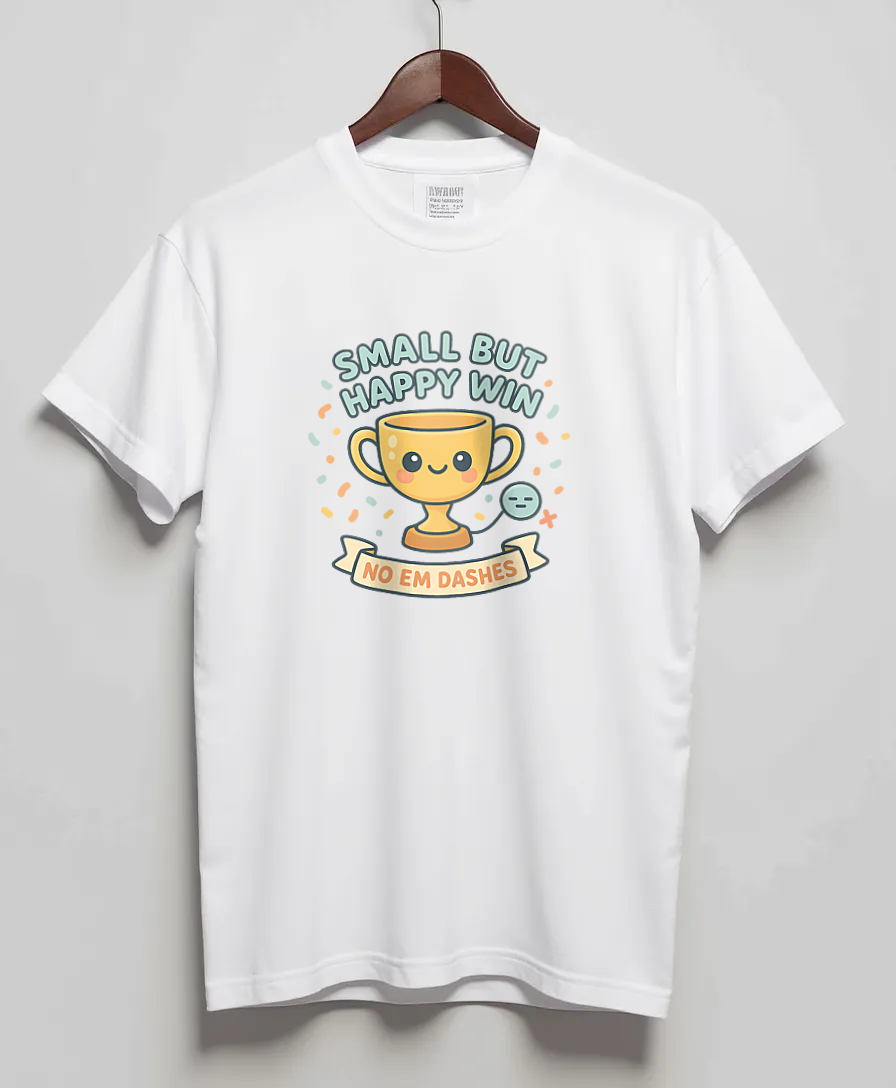 White T-Shirt with graphic Tiny Win Trophy