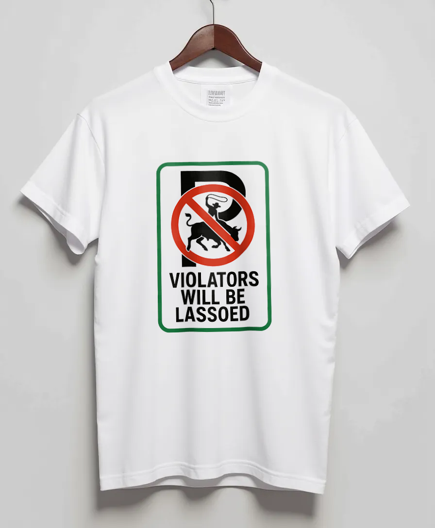 White T-Shirt with graphic No Bull Parking