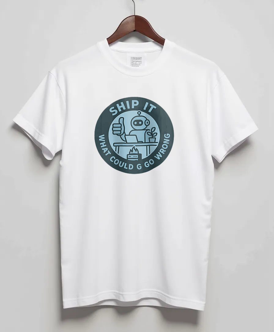 White T-Shirt with graphic Ship It Badge