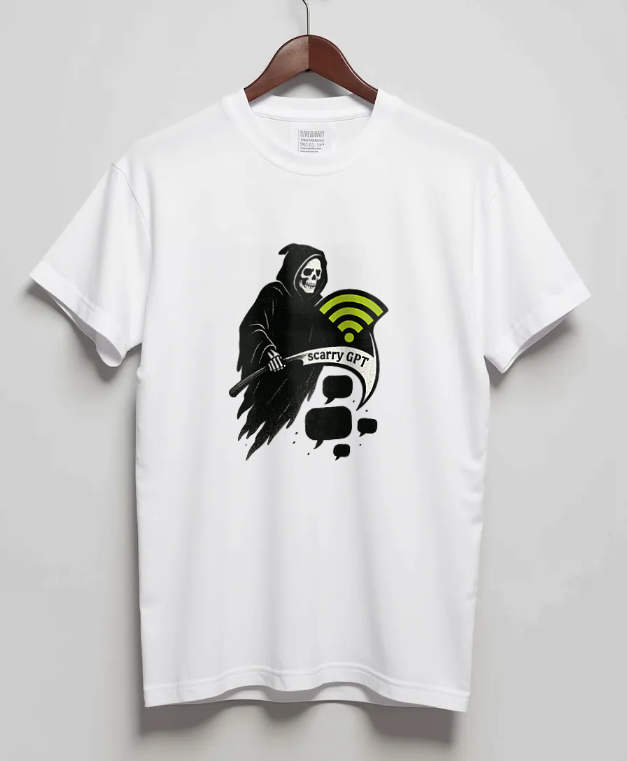 White T-Shirt with graphic Wi‑Fi Reaper