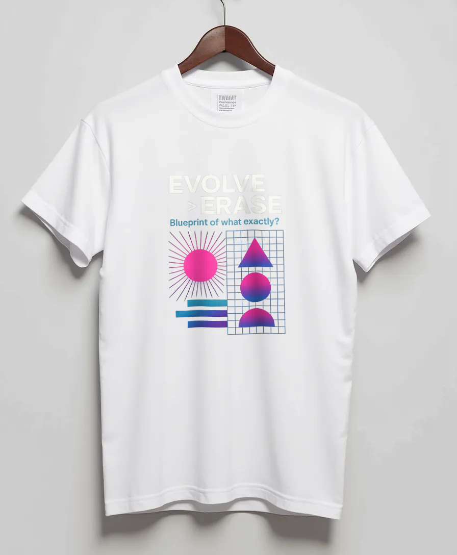 White T-Shirt with graphic Evolve Over Erase