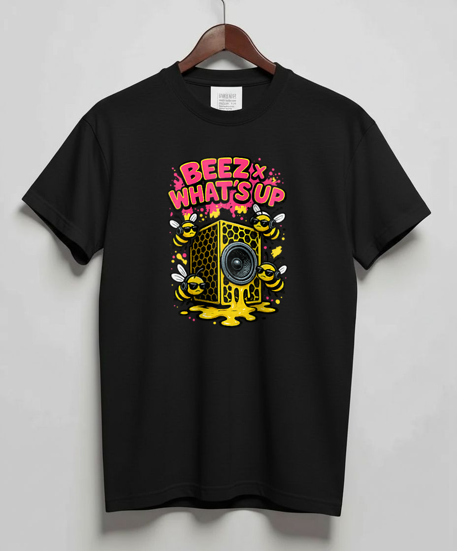 Black T-Shirt with graphic Honeycomb Boom